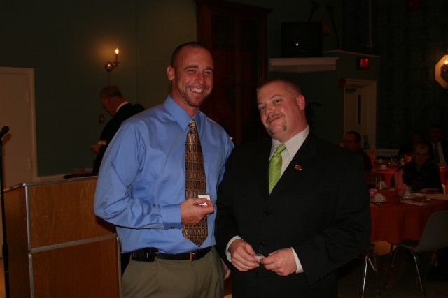 Firefighter Dave Messaros and Past Chief Chris Obenchain.